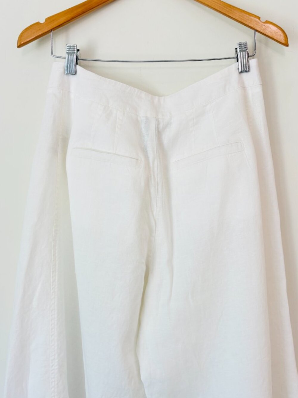 Anthroplogie White Linen Palazzo Pants Size 8 Wide Leg Boho Coastal - Picture 8 of 15